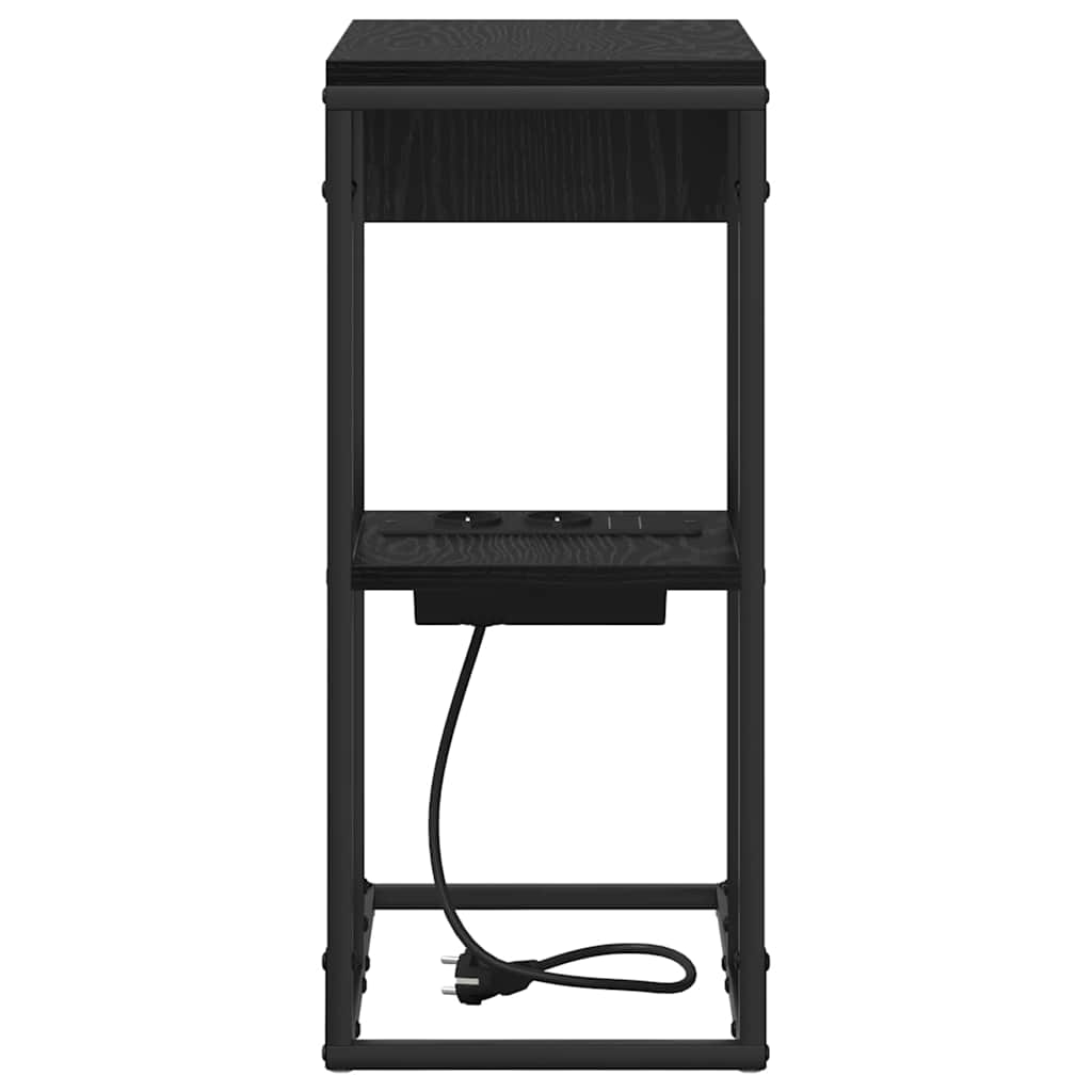 Nachtkastje Zwart Eiken 41,5 x 26 x 60,5 cm Bewerkt hout is nu te koop bij PeponiXL, paradijselijk wonen!