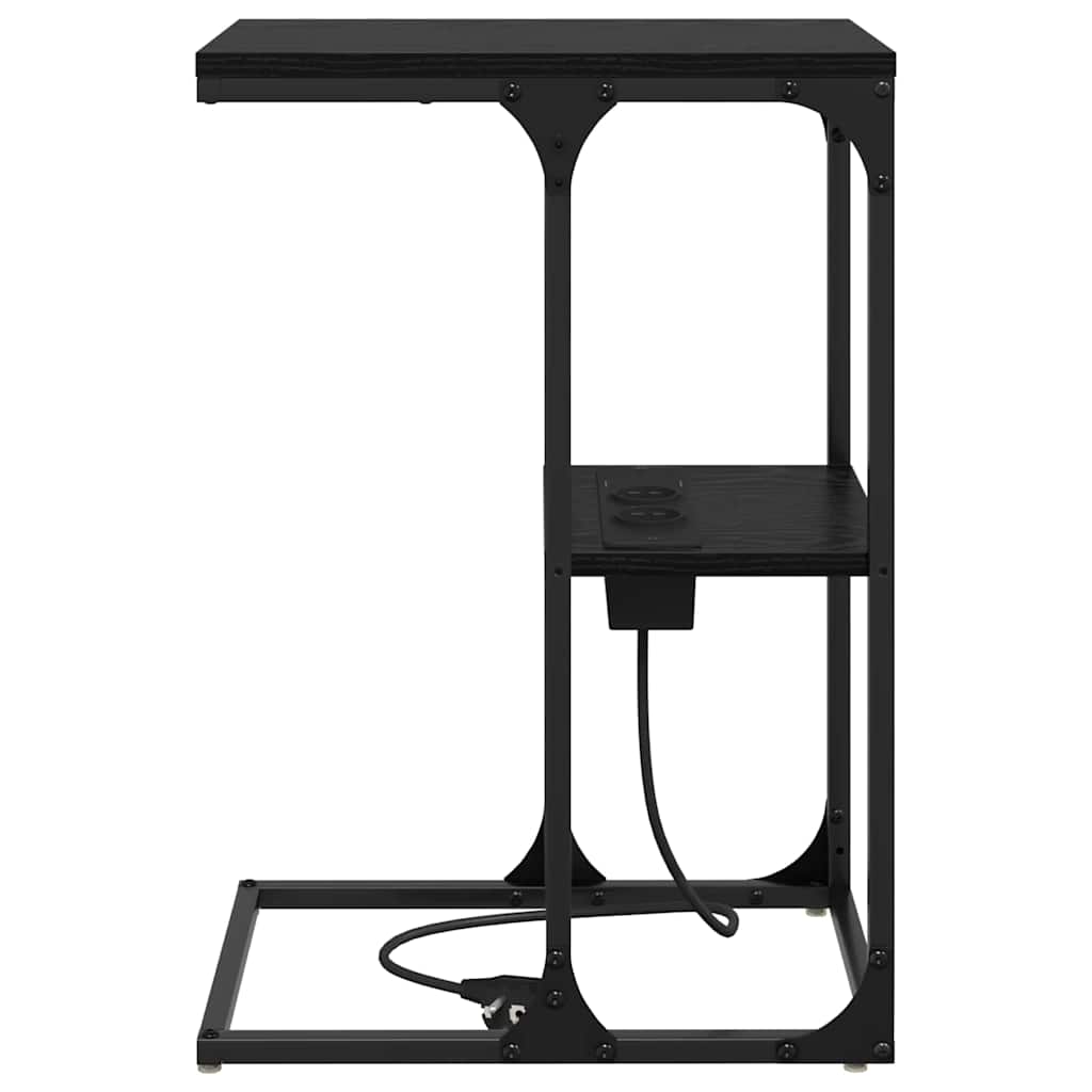 Nachtkastje Zwart Eiken 41,5 x 26 x 60,5 cm Bewerkt hout is nu te koop bij PeponiXL, paradijselijk wonen!