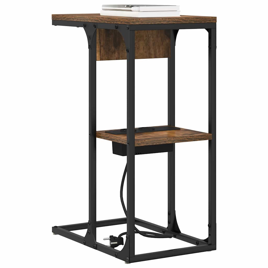 Nachtkastje Gerookt eiken 41,5 x 26 x 60,5 cm Bewerkt hout is nu te koop bij PeponiXL, paradijselijk wonen!