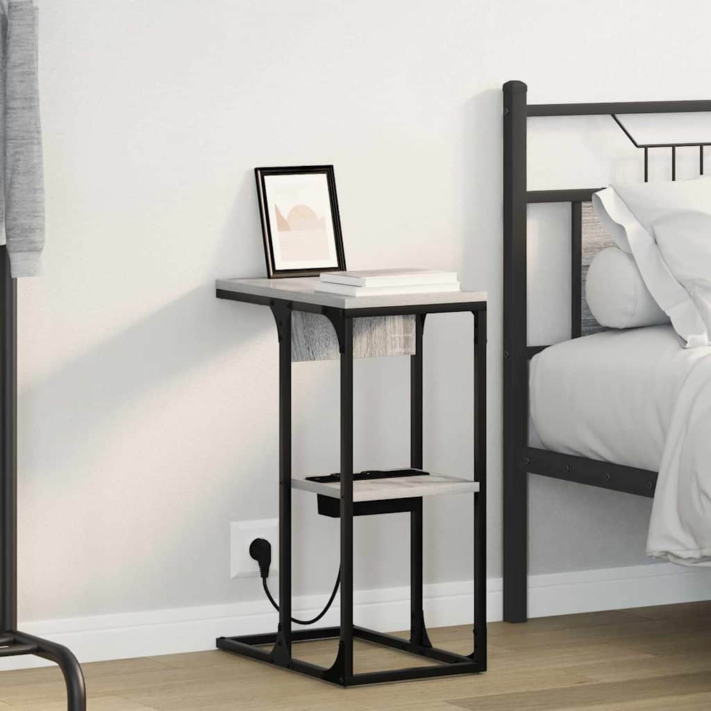 Nachtkastje Grijs Sonoma 41,5 x 26 x 60,5 cm Bewerkt hout is nu te koop bij PeponiXL, paradijselijk wonen!