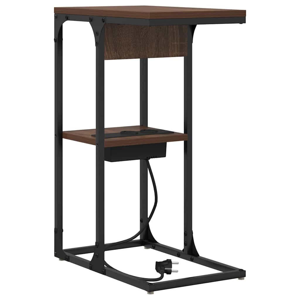 Nachtkastje Bruin Eiken 41,5 x 26 x 60,5 cm Bewerkt hout is nu te koop bij PeponiXL, paradijselijk wonen!