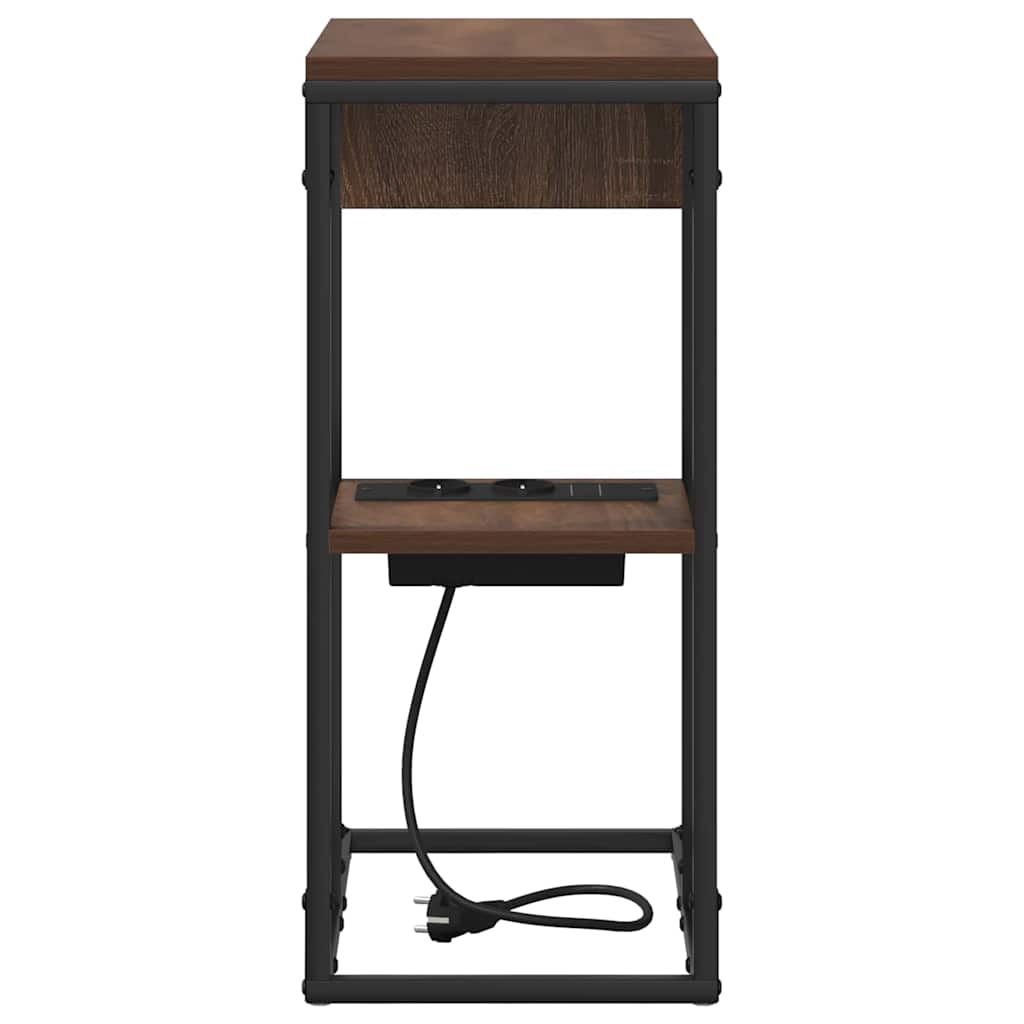 Nachtkastje Bruin Eiken 41,5 x 26 x 60,5 cm Bewerkt hout is nu te koop bij PeponiXL, paradijselijk wonen!