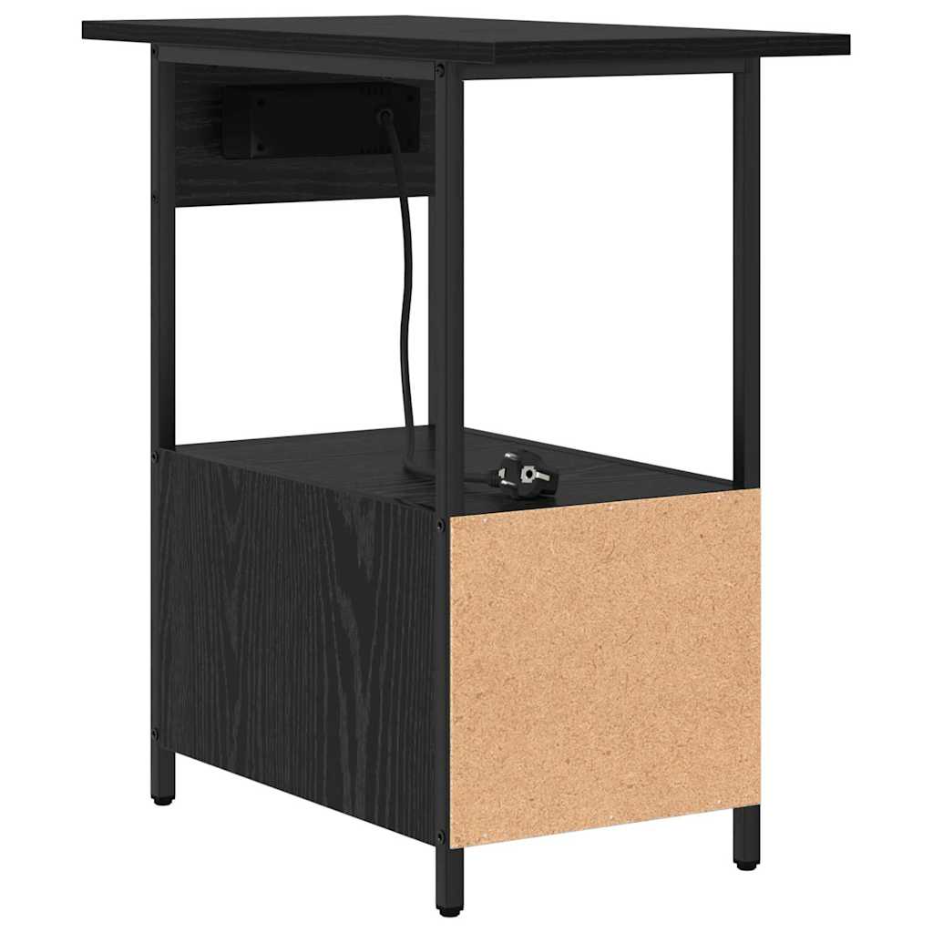 Nachtkastje met lade Zwart Eiken 60 x 30 x 61 cm Bewerkt hout is nu te koop bij PeponiXL, paradijselijk wonen!