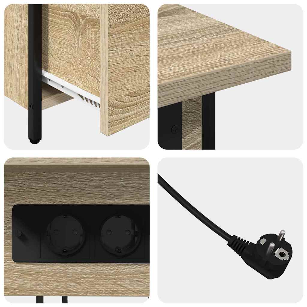 Nachtkastje met lade Sonoma Eiken 60 x 30 x 61 cm Bewerkt hout is nu te koop bij PeponiXL, paradijselijk wonen!