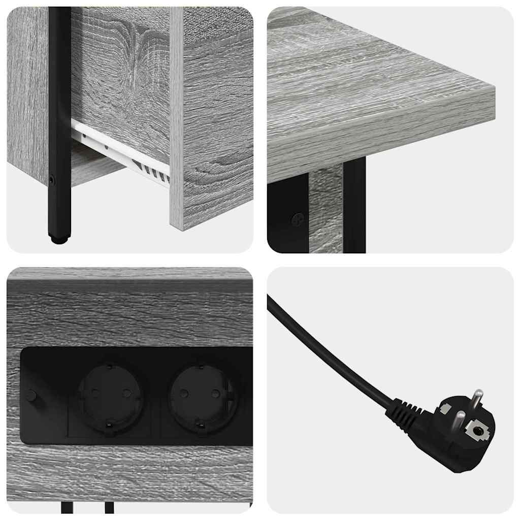 Nachtkastje met lade Grijs Sonoma 60 x 30 x 61 cm Bewerkt hout is nu te koop bij PeponiXL, paradijselijk wonen!