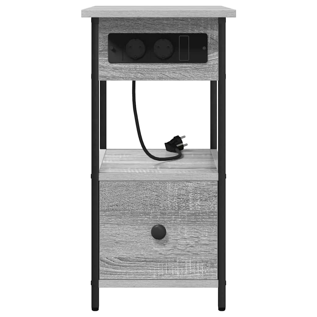 Nachtkastje met lade Grijs Sonoma 60 x 30 x 61 cm Bewerkt hout is nu te koop bij PeponiXL, paradijselijk wonen!