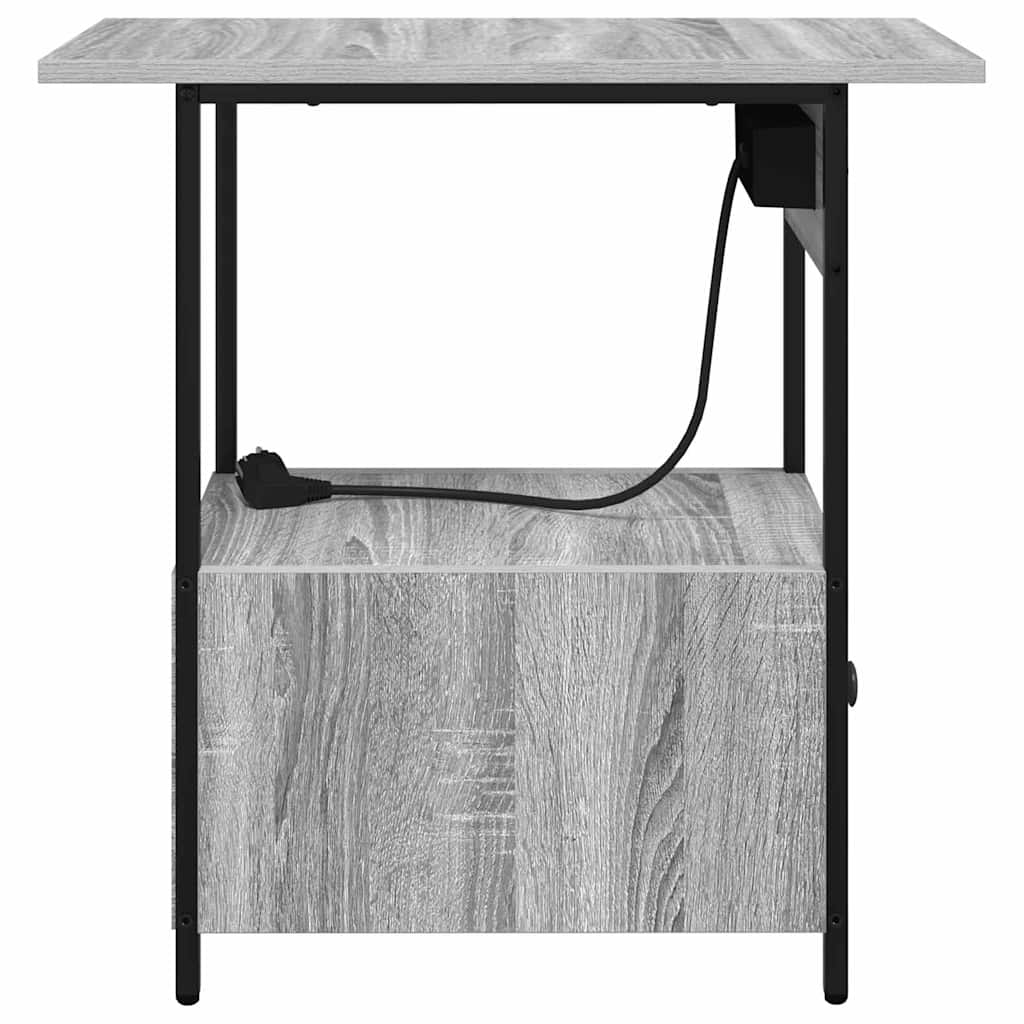 Nachtkastje met lade Grijs Sonoma 60 x 30 x 61 cm Bewerkt hout is nu te koop bij PeponiXL, paradijselijk wonen!