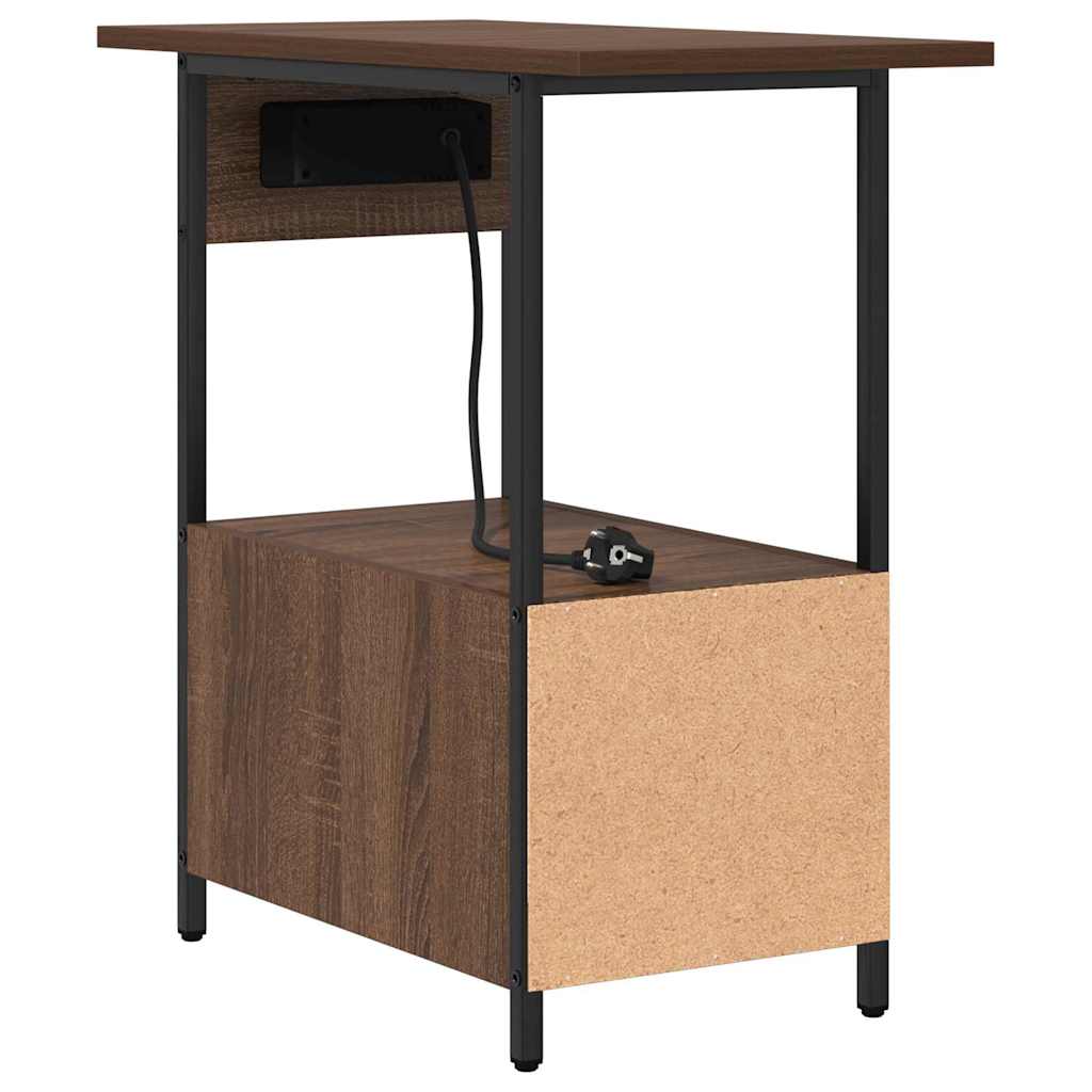 Nachtkastje met lade Bruin Eiken 60 x 30 x 61 cm Bewerkt hout is nu te koop bij PeponiXL, paradijselijk wonen!