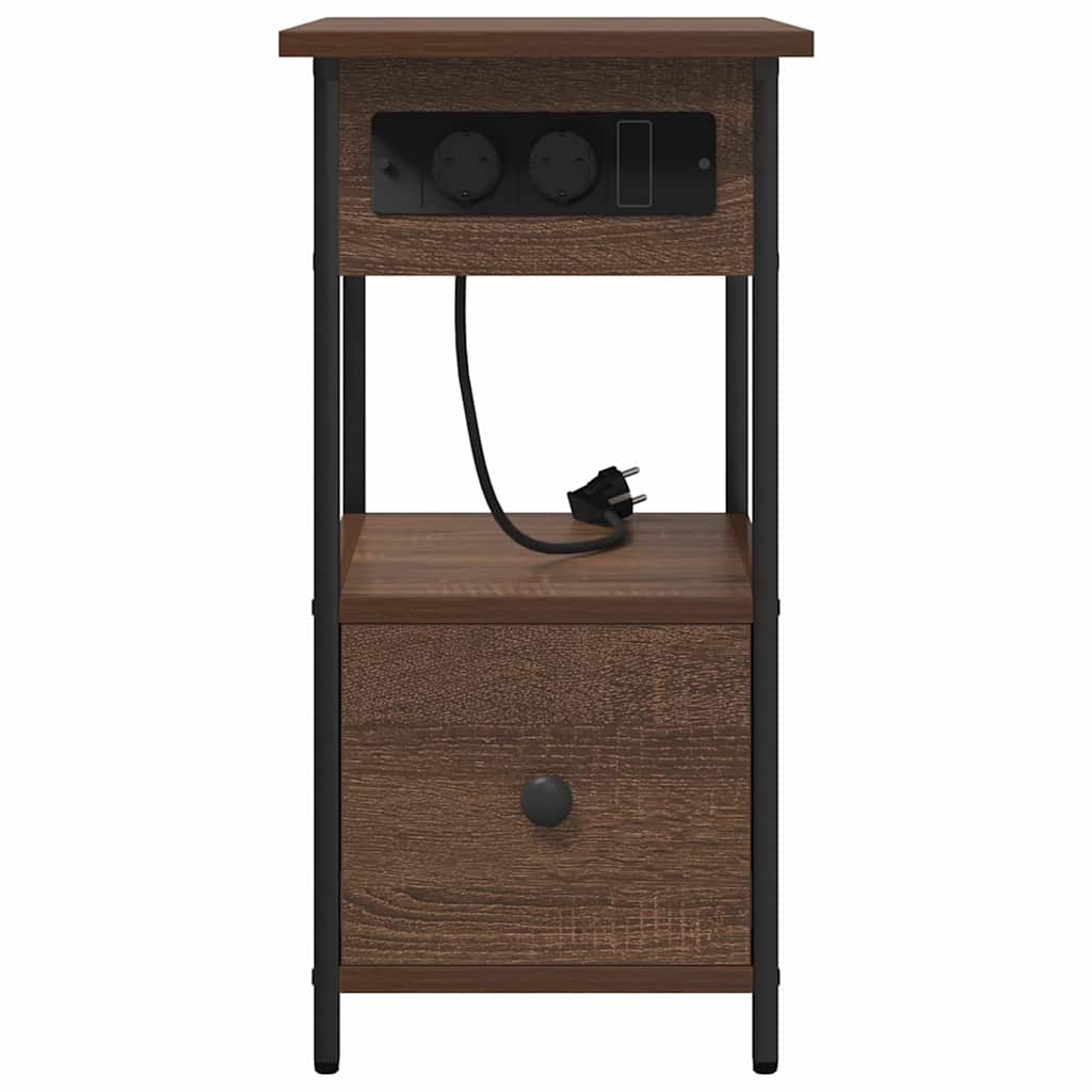 Nachtkastje met lade Bruin Eiken 60 x 30 x 61 cm Bewerkt hout is nu te koop bij PeponiXL, paradijselijk wonen!