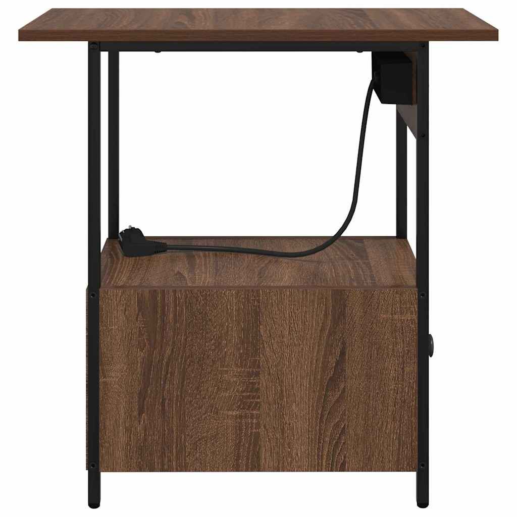 Nachtkastje met lade Bruin Eiken 60 x 30 x 61 cm Bewerkt hout is nu te koop bij PeponiXL, paradijselijk wonen!