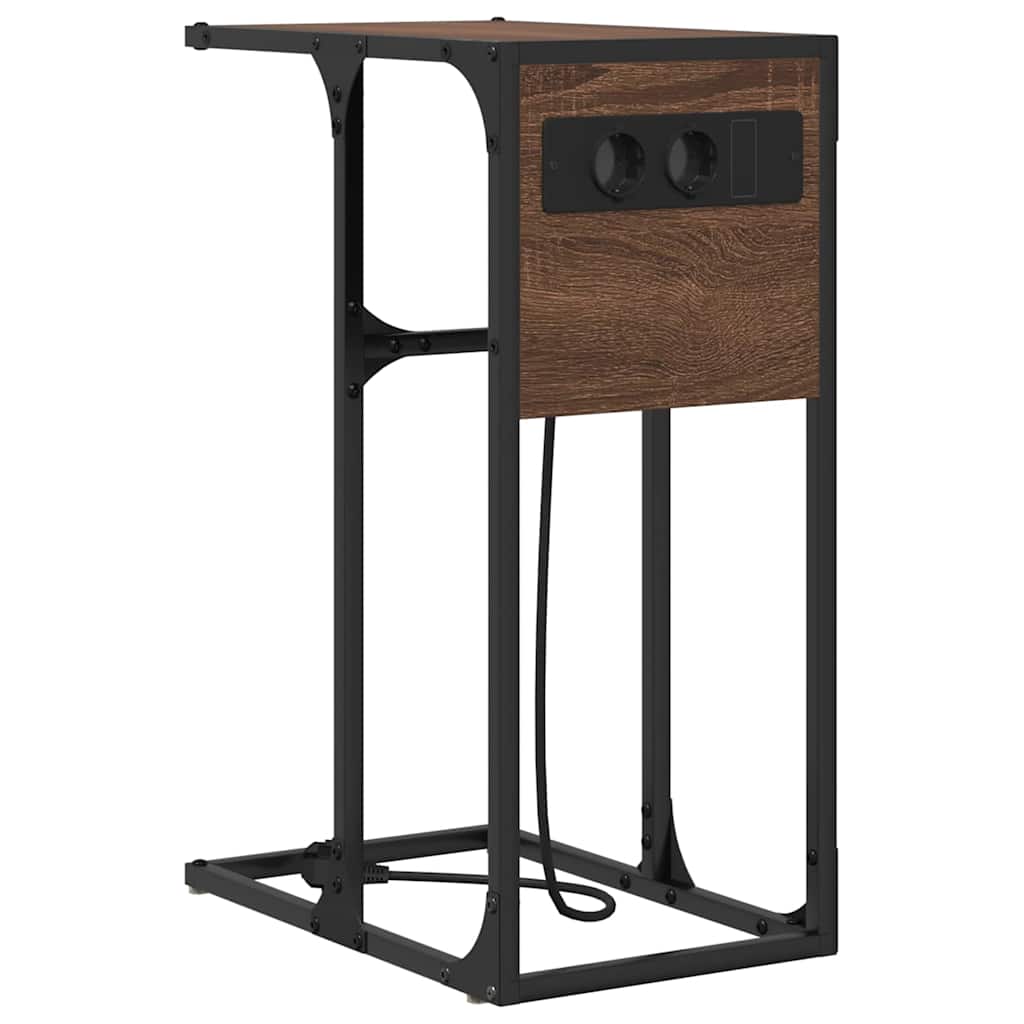 Nachtkastje Bruin Eiken 41,5 x 26 x 60,5 cm Bewerkt hout is nu te koop bij PeponiXL, paradijselijk wonen!