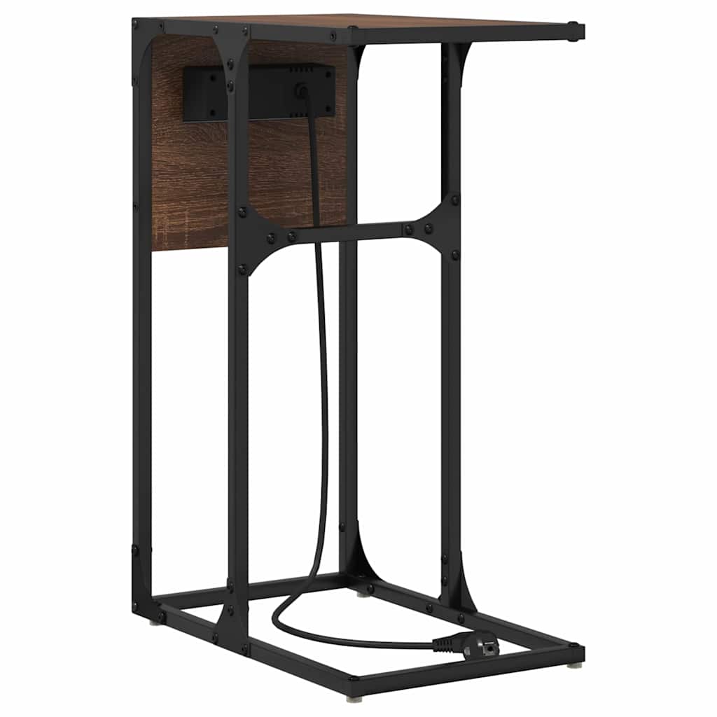 Nachtkastje Bruin Eiken 41,5 x 26 x 60,5 cm Bewerkt hout is nu te koop bij PeponiXL, paradijselijk wonen!