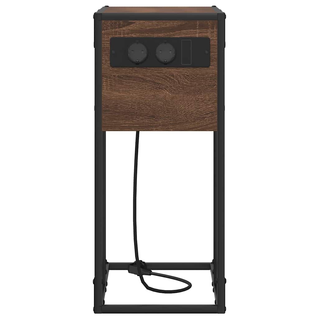 Nachtkastje Bruin Eiken 41,5 x 26 x 60,5 cm Bewerkt hout is nu te koop bij PeponiXL, paradijselijk wonen!