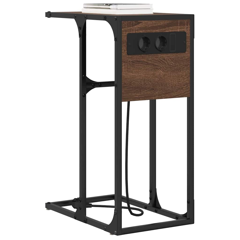 Nachtkastje Bruin Eiken 41,5 x 26 x 60,5 cm Bewerkt hout is nu te koop bij PeponiXL, paradijselijk wonen!
