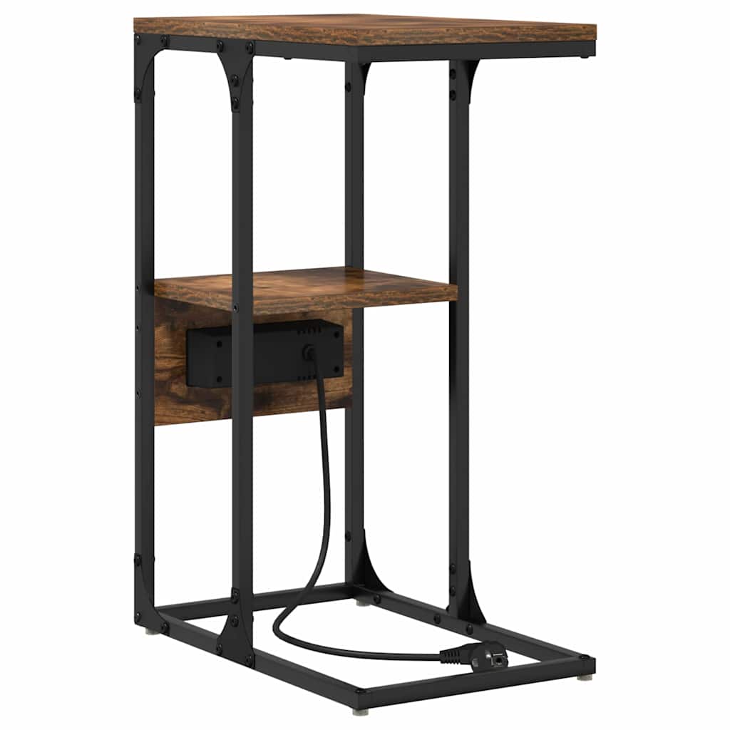 Nachtkastje Gerookt eiken 41.5 x 26 x 60.5 cm Bewerkt hout is nu te koop bij PeponiXL, paradijselijk wonen!