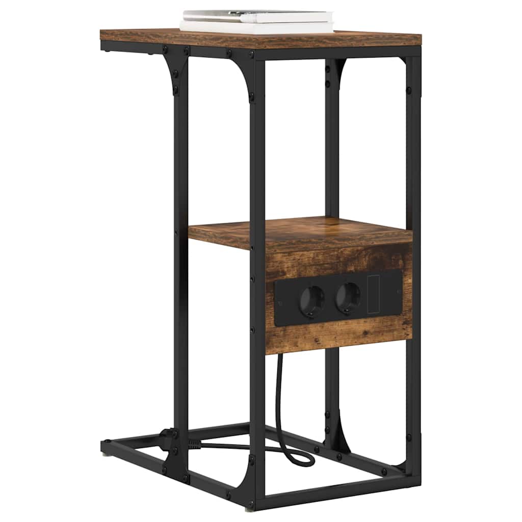 Nachtkastje Gerookt eiken 41.5 x 26 x 60.5 cm Bewerkt hout is nu te koop bij PeponiXL, paradijselijk wonen!