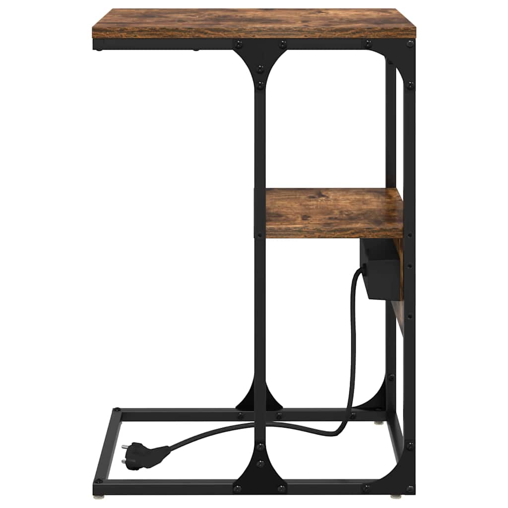 Nachtkastje Gerookt eiken 41.5 x 26 x 60.5 cm Bewerkt hout is nu te koop bij PeponiXL, paradijselijk wonen!