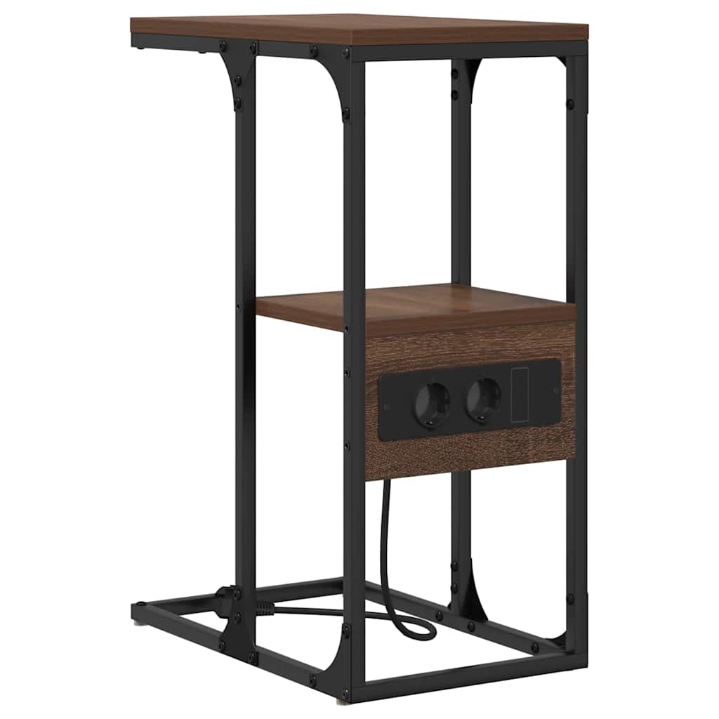 Nachtkastje bruin eikenkleur 41.5 x 26 x 60.5 cm Bewerkt hout is nu te koop bij PeponiXL, paradijselijk wonen!