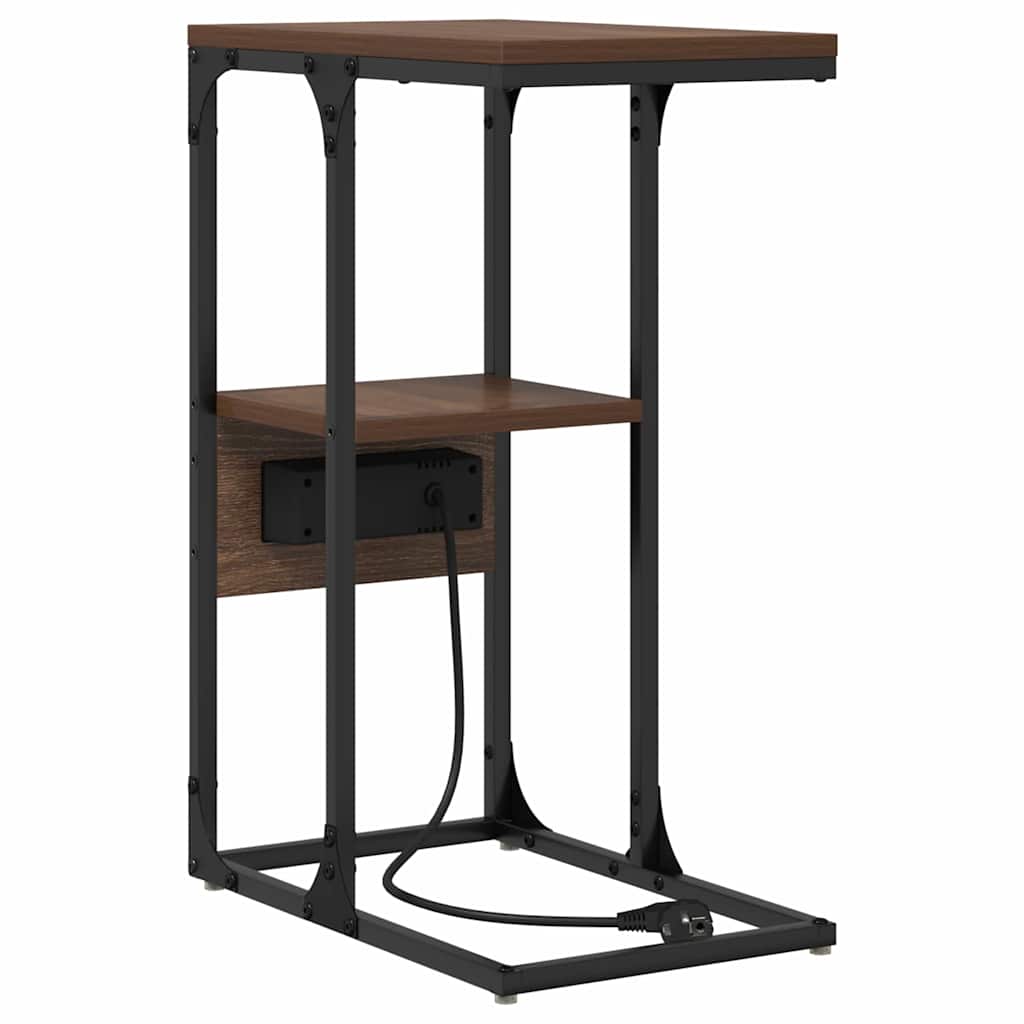 Nachtkastje bruin eikenkleur 41.5 x 26 x 60.5 cm Bewerkt hout is nu te koop bij PeponiXL, paradijselijk wonen!