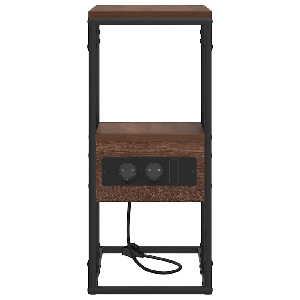 Nachtkastje bruin eikenkleur 41.5 x 26 x 60.5 cm Bewerkt hout is nu te koop bij PeponiXL, paradijselijk wonen!