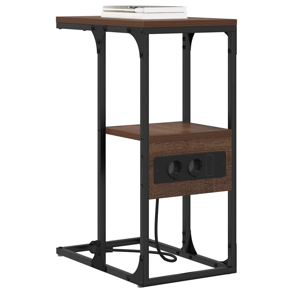 Nachtkastje bruin eikenkleur 41.5 x 26 x 60.5 cm Bewerkt hout is nu te koop bij PeponiXL, paradijselijk wonen!