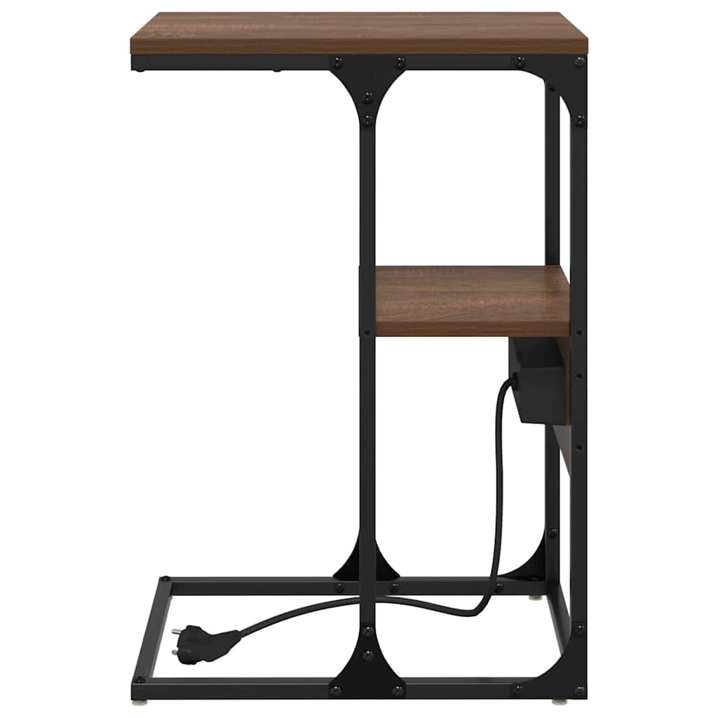 Nachtkastje bruin eikenkleur 41.5 x 26 x 60.5 cm Bewerkt hout is nu te koop bij PeponiXL, paradijselijk wonen!