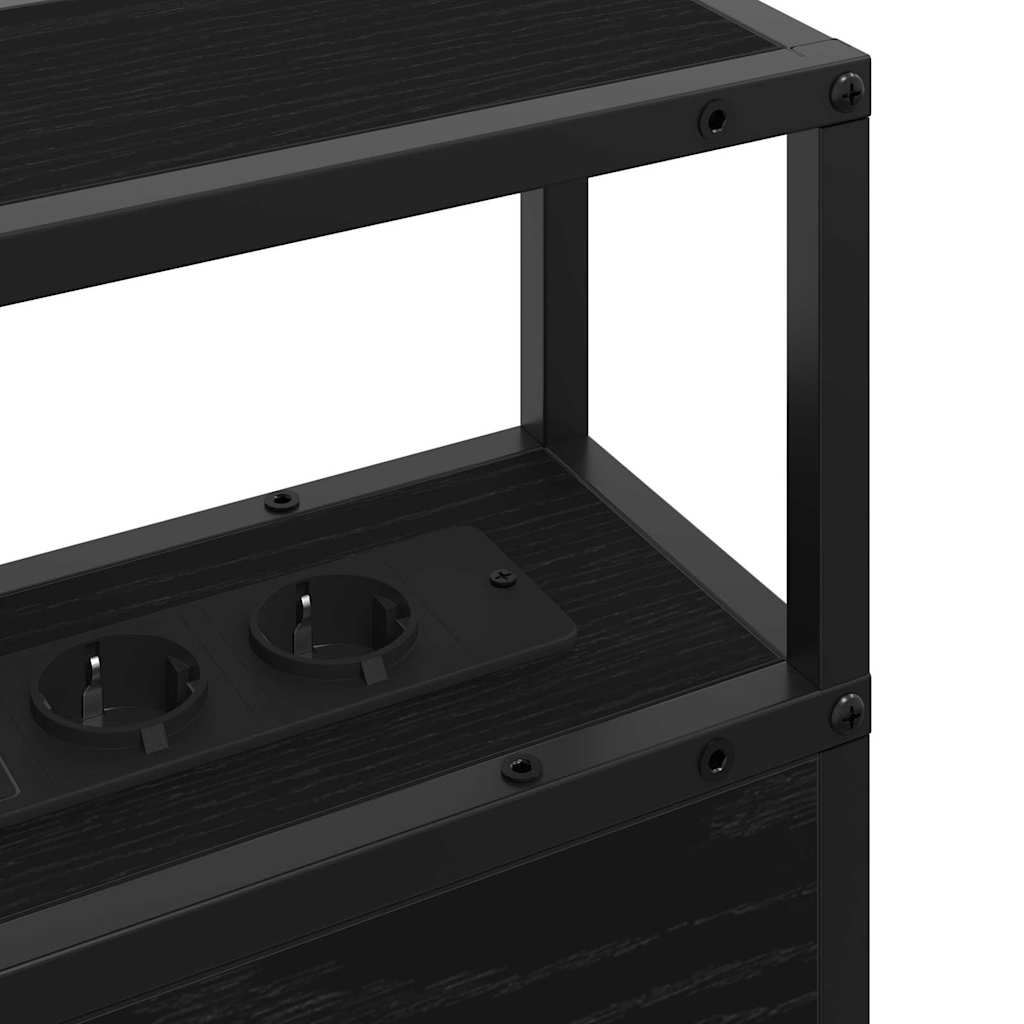 Opberghoofdbord met plank Zwart eiken 80 cm Bewerkt hout is nu te koop bij PeponiXL, paradijselijk wonen!