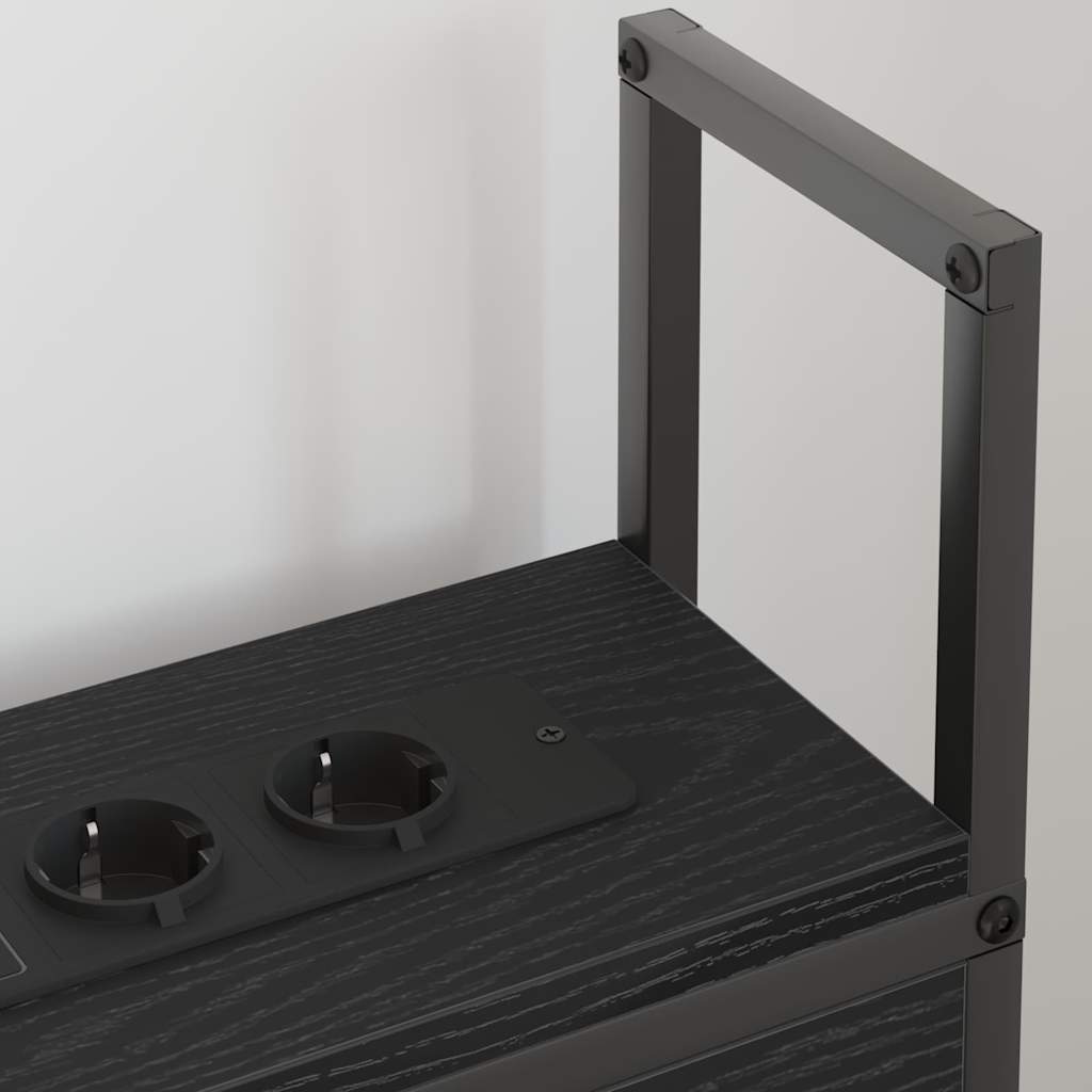 Opberghoofdbord met Oplaadstation Zwart eiken Bewerkt hout is nu te koop bij PeponiXL, paradijselijk wonen!