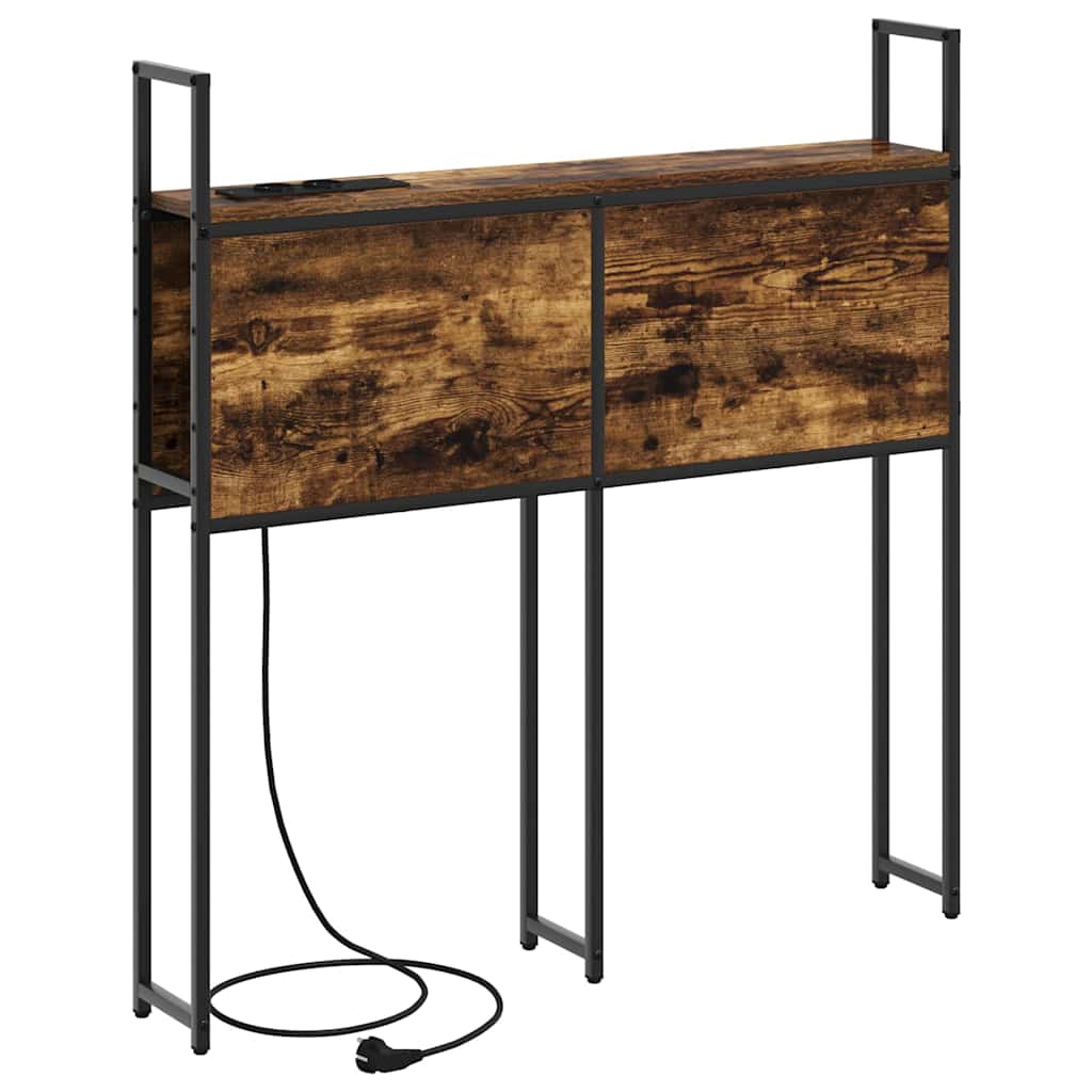 Opberghoofdbord met Oplaadstation Gerookt eiken Bewerkt hout is nu te koop bij PeponiXL, paradijselijk wonen!