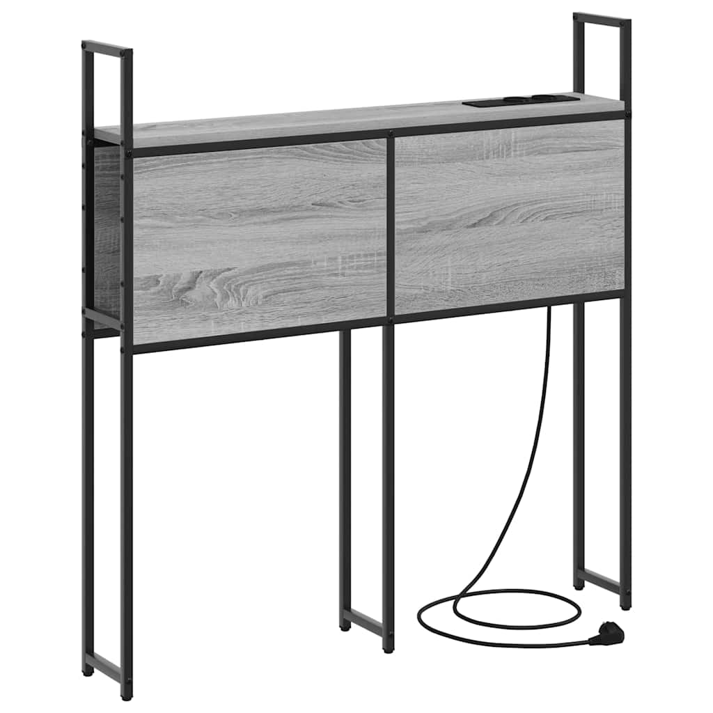 Opberghoofdbord met Oplaadstation Grijs sonoma Bewerkt hout is nu te koop bij PeponiXL, paradijselijk wonen!