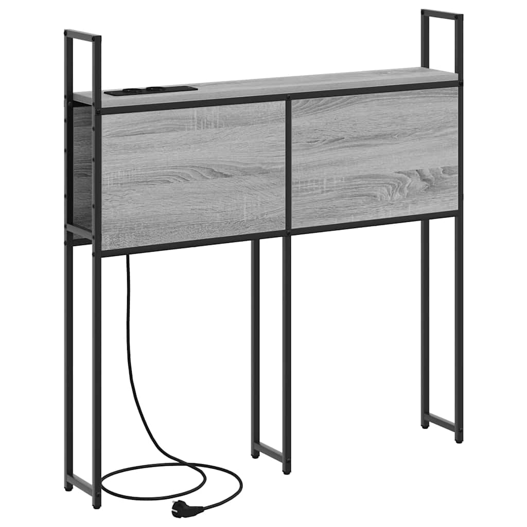 Opberghoofdbord met Oplaadstation Grijs sonoma Bewerkt hout is nu te koop bij PeponiXL, paradijselijk wonen!