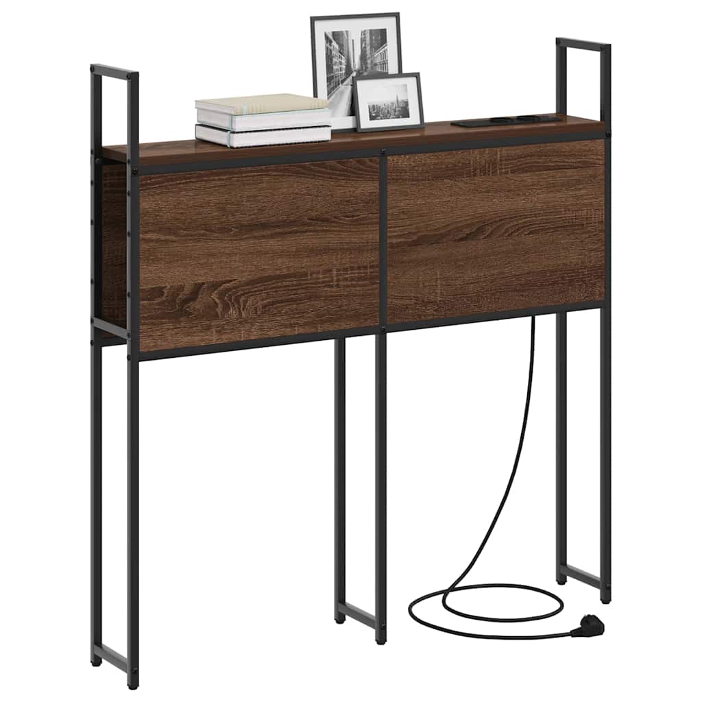 Opberghoofdbord met Oplaadstation bruin eikenkleur Bewerkt hout is nu te koop bij PeponiXL, paradijselijk wonen!