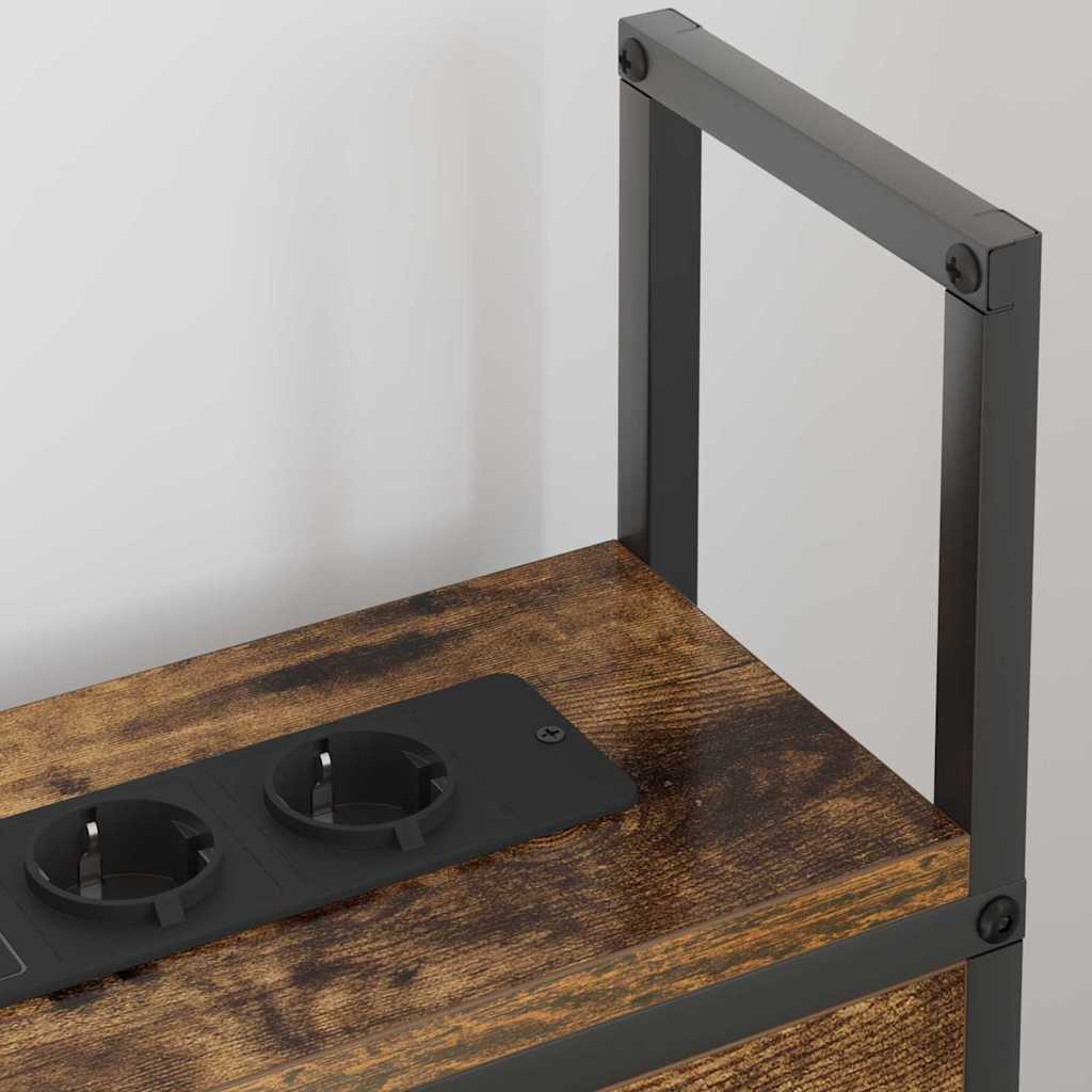 Opberghoofdbord met Oplaadstation Gerookt eiken Bewerkt hout is nu te koop bij PeponiXL, paradijselijk wonen!