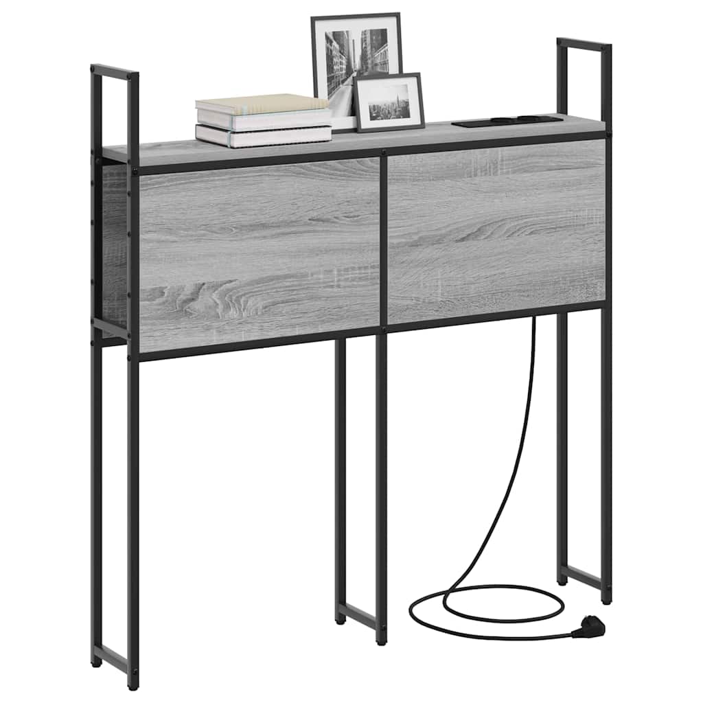 Opberghoofdbord met Oplaadstation Grijs sonoma Bewerkt hout is nu te koop bij PeponiXL, paradijselijk wonen!