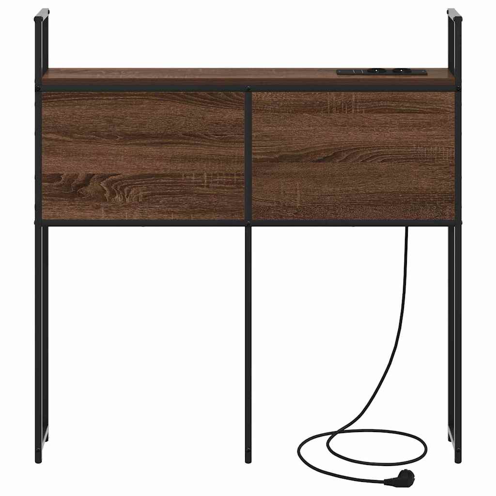 Opberghoofdbord met Oplaadstation bruin eikenkleur Bewerkt hout is nu te koop bij PeponiXL, paradijselijk wonen!