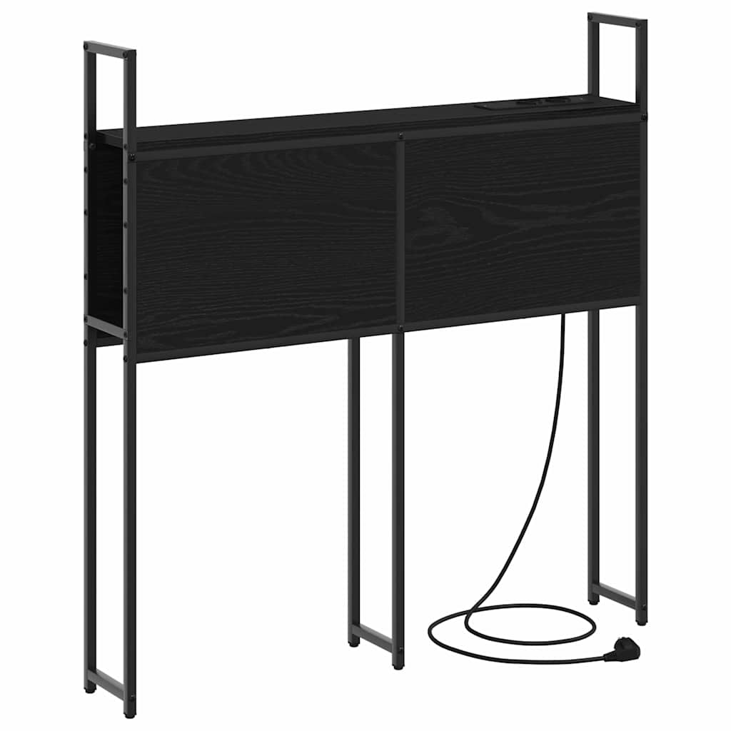 Opberghoofdbord met Oplaadstation Zwart eiken Bewerkt hout is nu te koop bij PeponiXL, paradijselijk wonen!