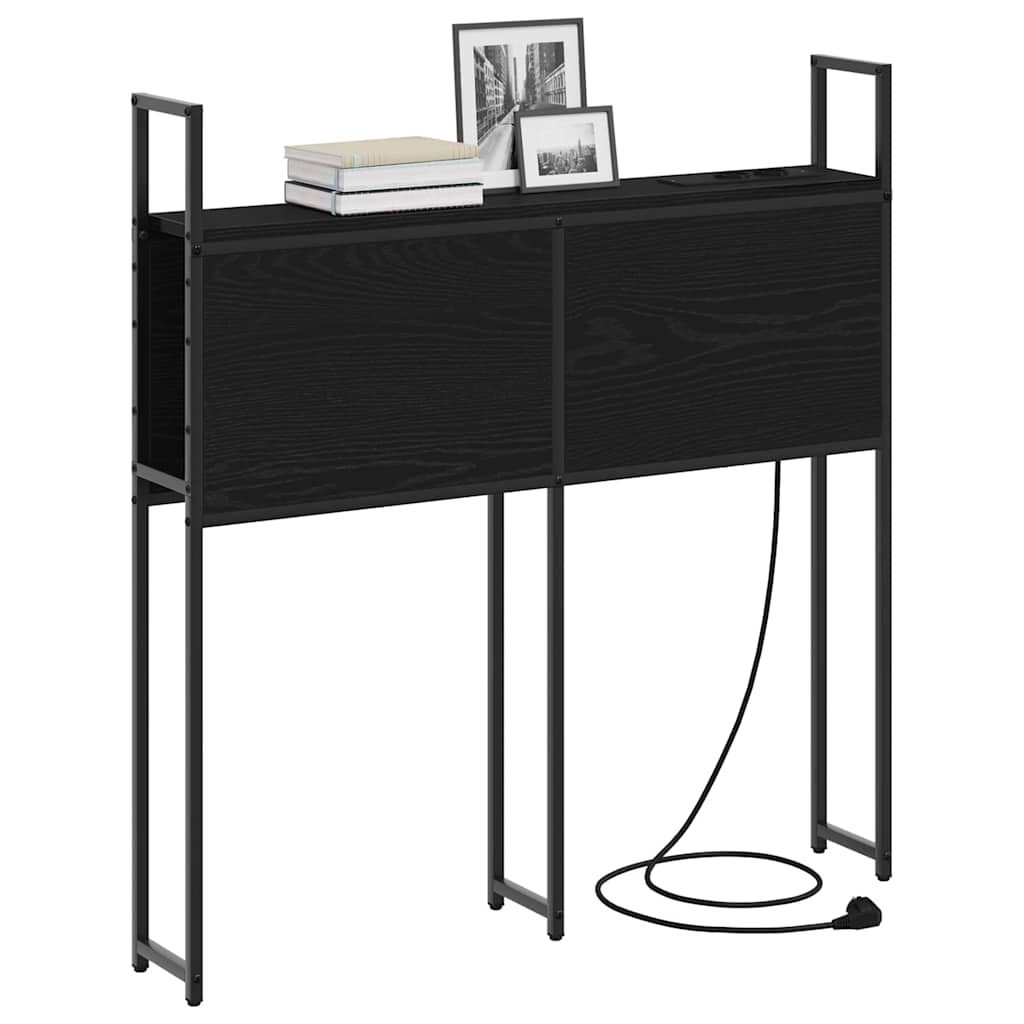 Opberghoofdbord met Oplaadstation Zwart eiken Bewerkt hout is nu te koop bij PeponiXL, paradijselijk wonen!