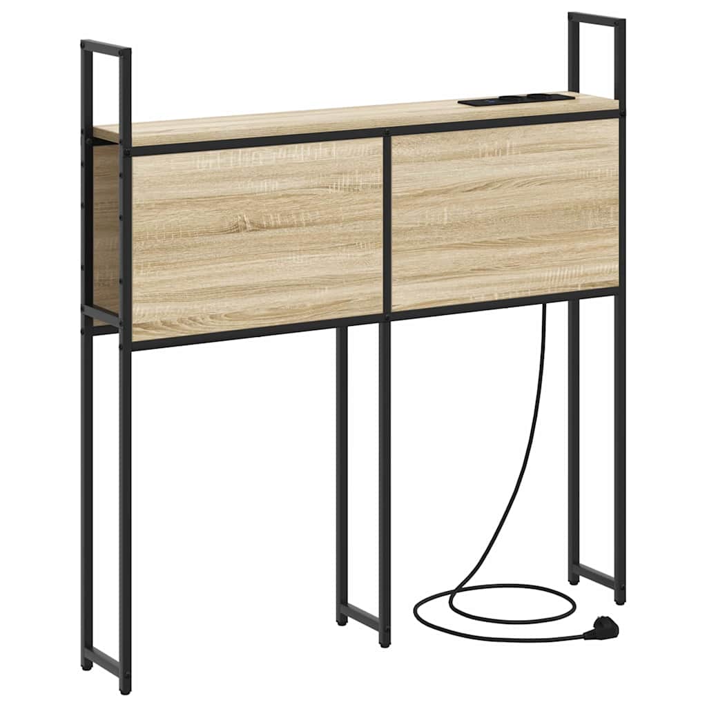 Opberghoofdbord met Oplaadstation Sonoma eiken Bewerkt hout is nu te koop bij PeponiXL, paradijselijk wonen!