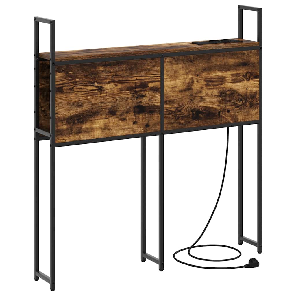 Opberghoofdbord met Oplaadstation Gerookt eiken Bewerkt hout is nu te koop bij PeponiXL, paradijselijk wonen!