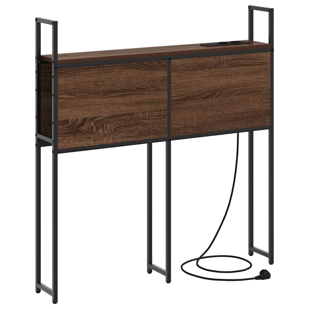 Opberghoofdbord met Oplaadstation bruin eikenkleur Bewerkt hout is nu te koop bij PeponiXL, paradijselijk wonen!