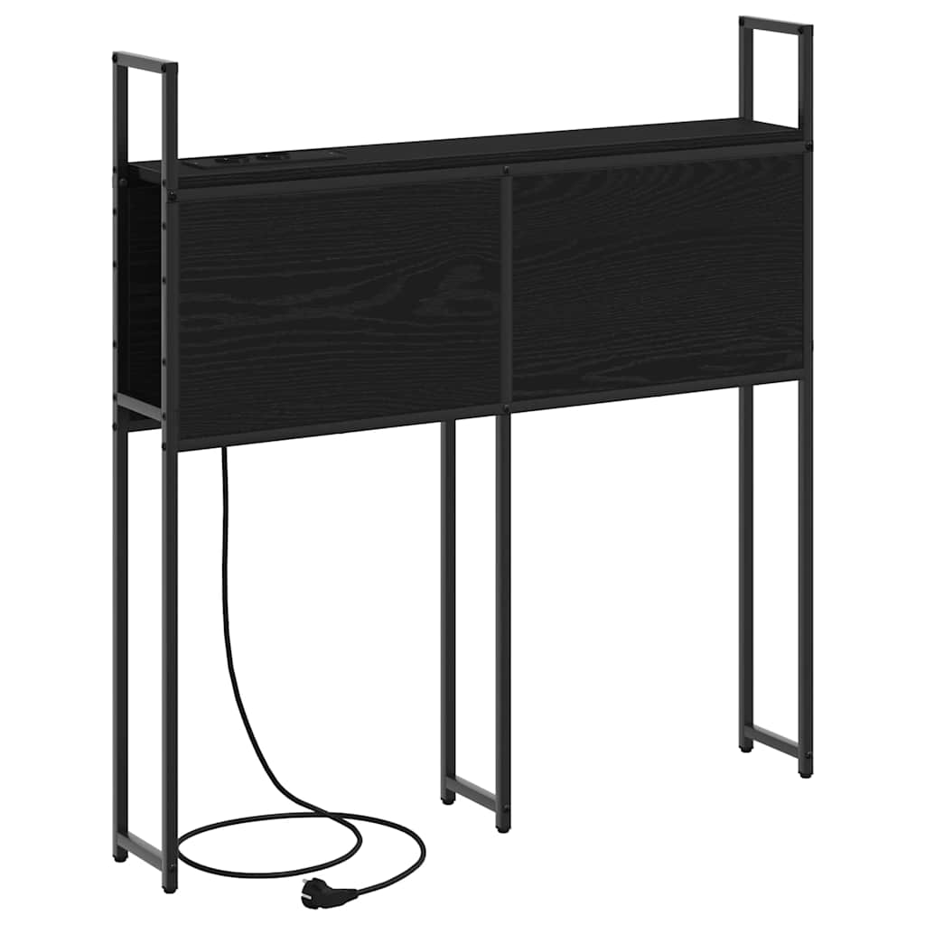 Opberghoofdbord met Oplaadstation Zwart eiken Bewerkt hout is nu te koop bij PeponiXL, paradijselijk wonen!