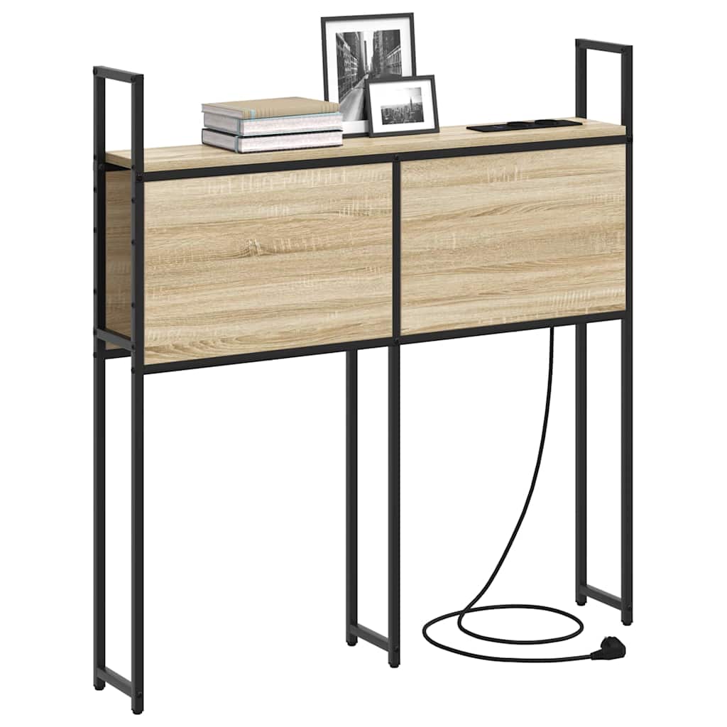 Opberghoofdbord met Oplaadstation Sonoma eiken Bewerkt hout is nu te koop bij PeponiXL, paradijselijk wonen!