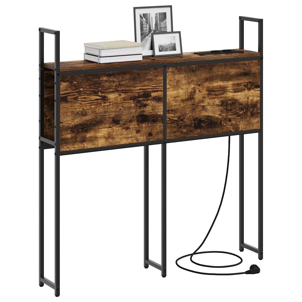 Opberghoofdbord met Oplaadstation Gerookt eiken Bewerkt hout is nu te koop bij PeponiXL, paradijselijk wonen!