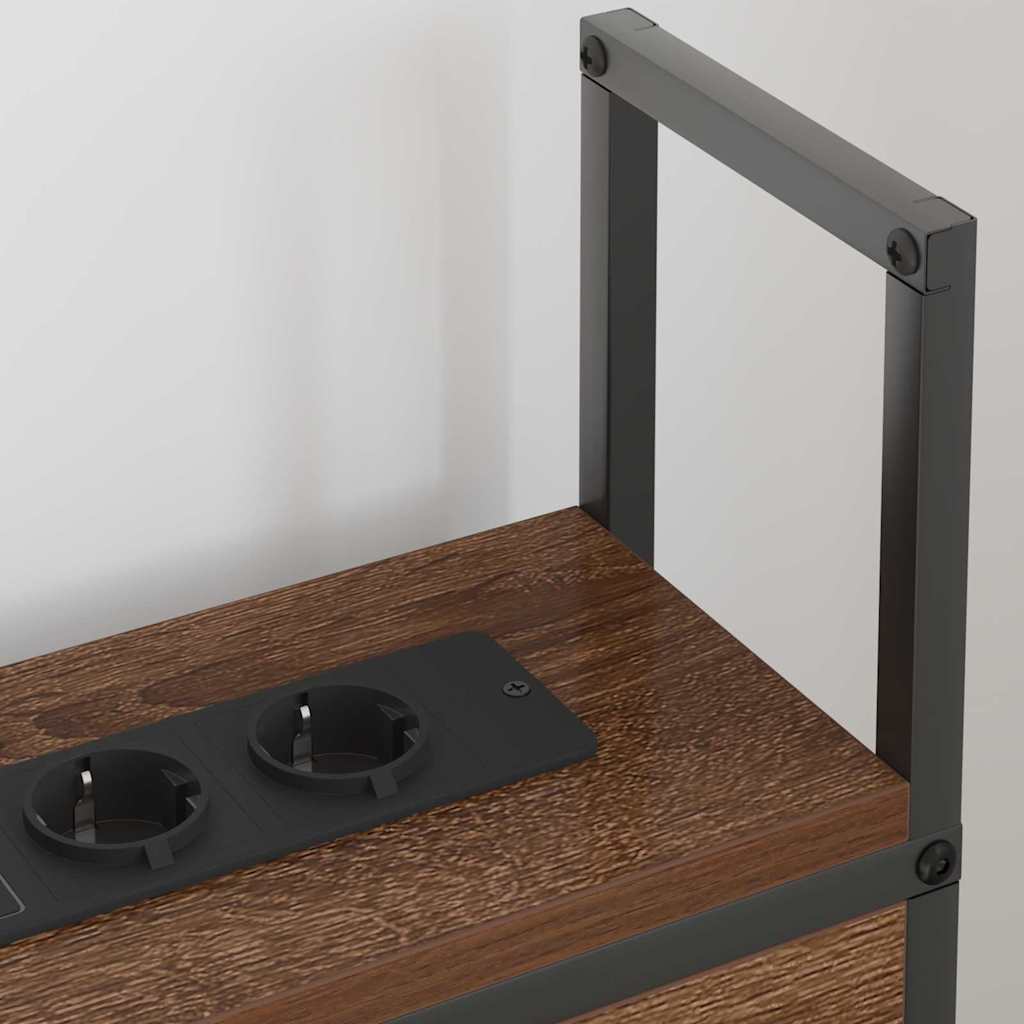 Opberghoofdbord met Oplaadstation bruin eikenkleur Bewerkt hout is nu te koop bij PeponiXL, paradijselijk wonen!