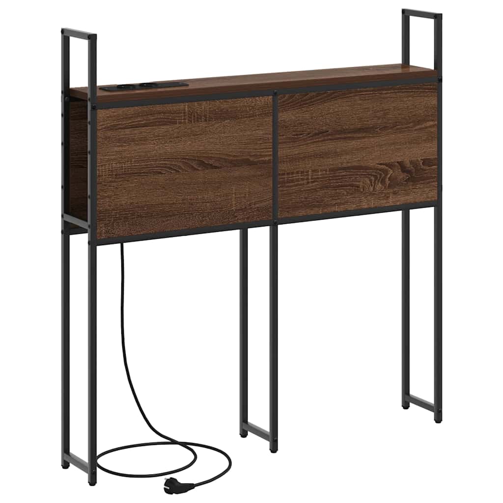 Opberghoofdbord met Oplaadstation bruin eikenkleur Bewerkt hout is nu te koop bij PeponiXL, paradijselijk wonen!