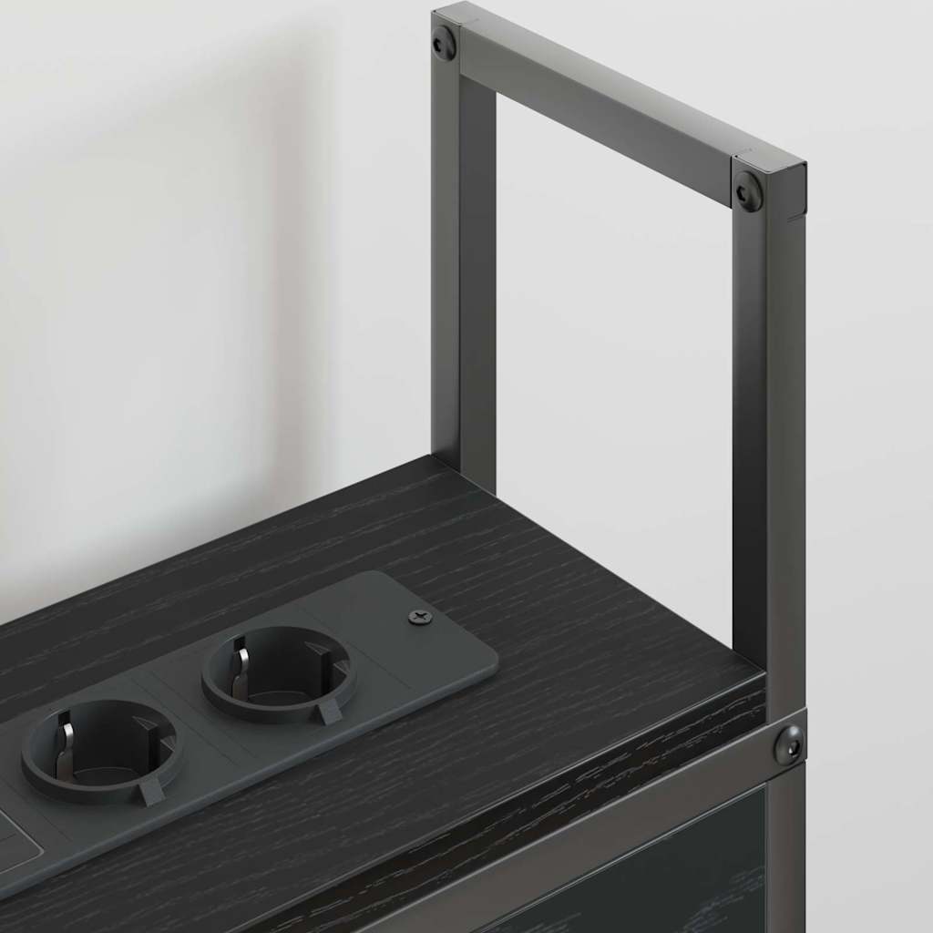 Opberghoofdbord met Oplaadstation Zwart eiken Bewerkt hout is nu te koop bij PeponiXL, paradijselijk wonen!