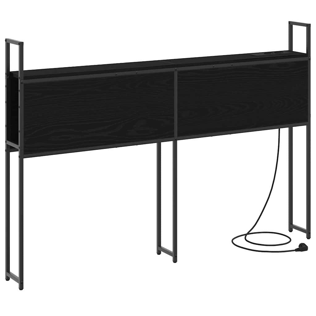 Opberghoofdbord met Oplaadstation Zwart eiken Bewerkt hout is nu te koop bij PeponiXL, paradijselijk wonen!