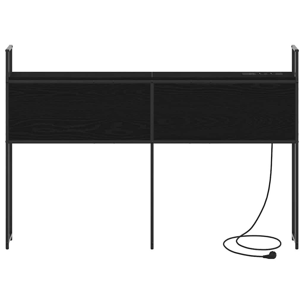 Opberghoofdbord met Oplaadstation Zwart eiken Bewerkt hout is nu te koop bij PeponiXL, paradijselijk wonen!