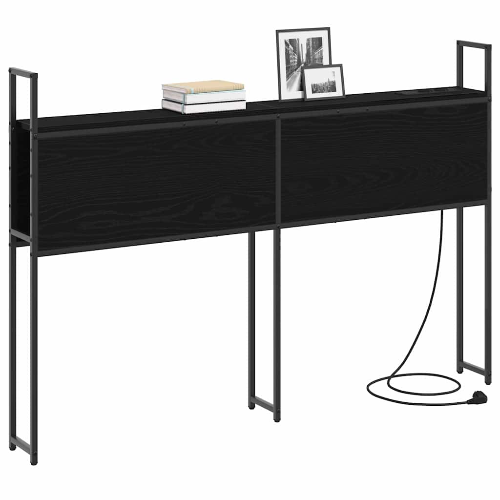 Opberghoofdbord met Oplaadstation Zwart eiken Bewerkt hout is nu te koop bij PeponiXL, paradijselijk wonen!