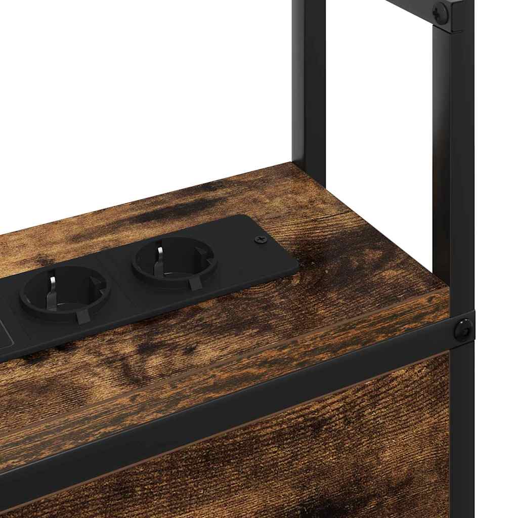 Opberghoofdbord met Oplaadstation Gerookt eiken Bewerkt hout is nu te koop bij PeponiXL, paradijselijk wonen!